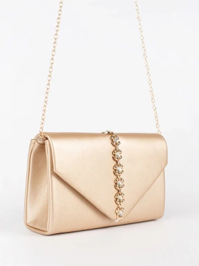 Gold Crystal-Embellished Clutch Bag