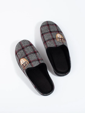 Cozy Gray Checkered Slippers