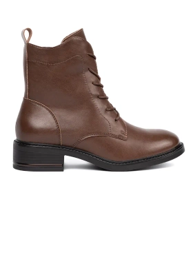 Brown Lace-up Ankle Boots with Low Heel by Sergio Leone