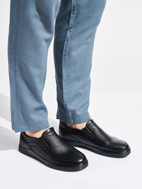 Sleek Black Vegan Leather Loafers