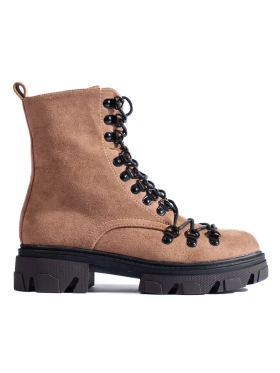 Suede Lace-Up Boots in Brown Vinceza