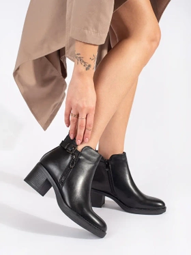 Chic Black Ankle Boots with Decorative Zipper and Buckle