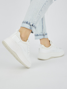 Women's white chunky sole sneakers