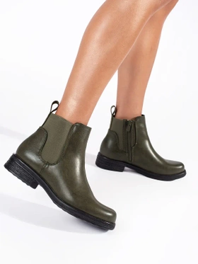 Chic Green Low-Heeled Ankle Boots