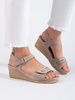 Beige Suede Wedge Sandals