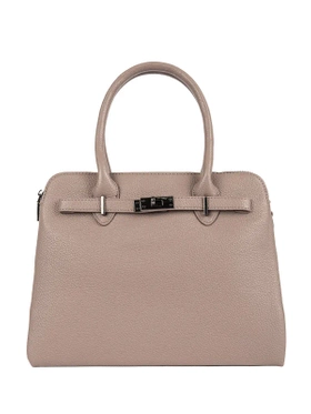 Classic Beige Handbag with Three Compartments