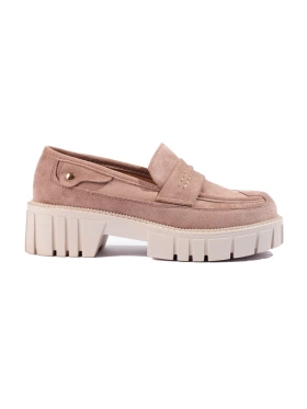 Suede Platform Loafers in Blush Pink