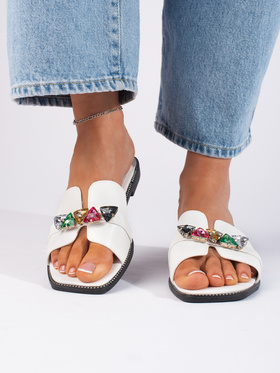 White Sandals with Sparkling Stones