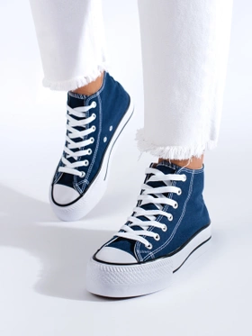 Trendy High-Top Platform Sneakers in Blue