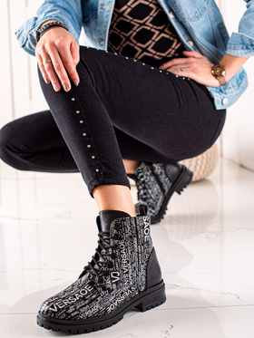 Black Printed Work Boots