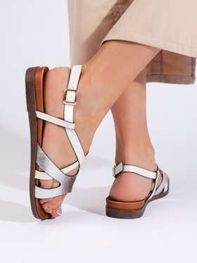 Białe płaskie sandały damskie Sergio Leone