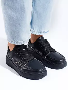 Czarne sneakersy damskie na platformie