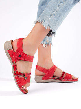 Wygodne czerwone sandały damskie